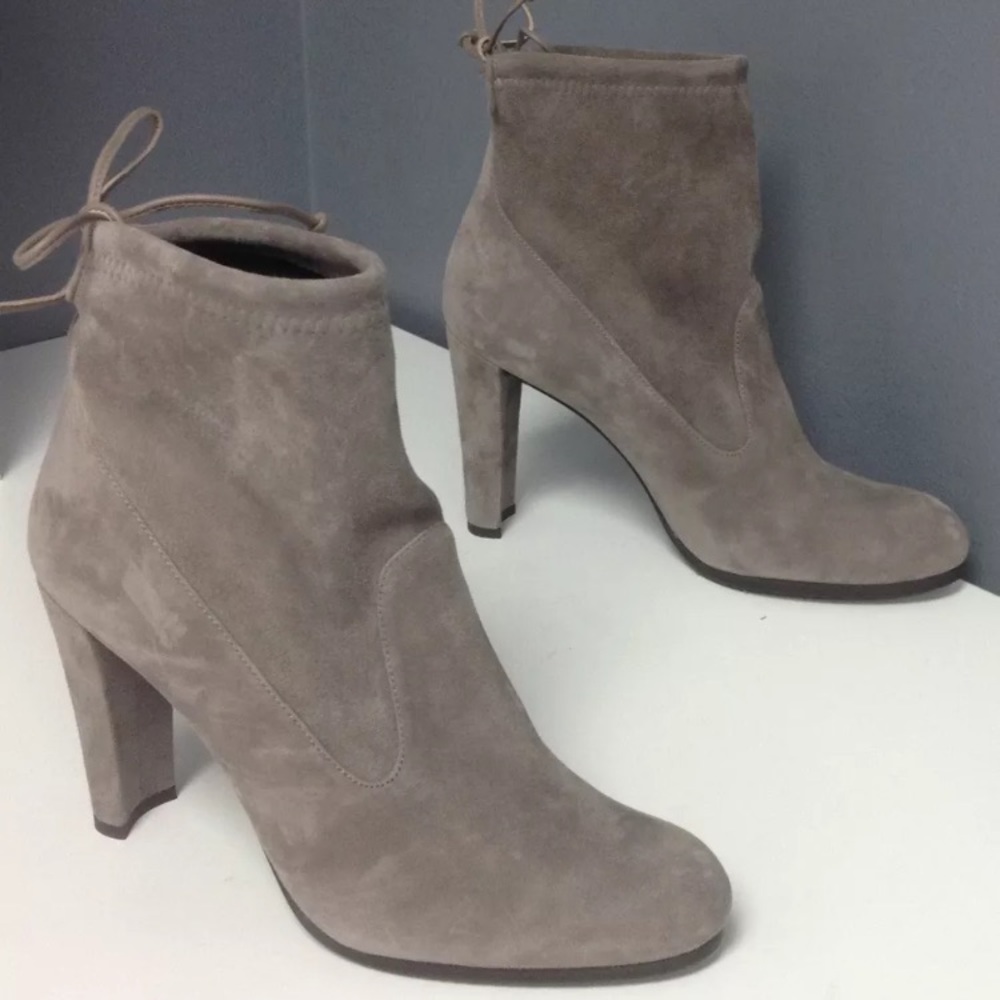 Stuart Weitzman ankle gray glove tie back new wob